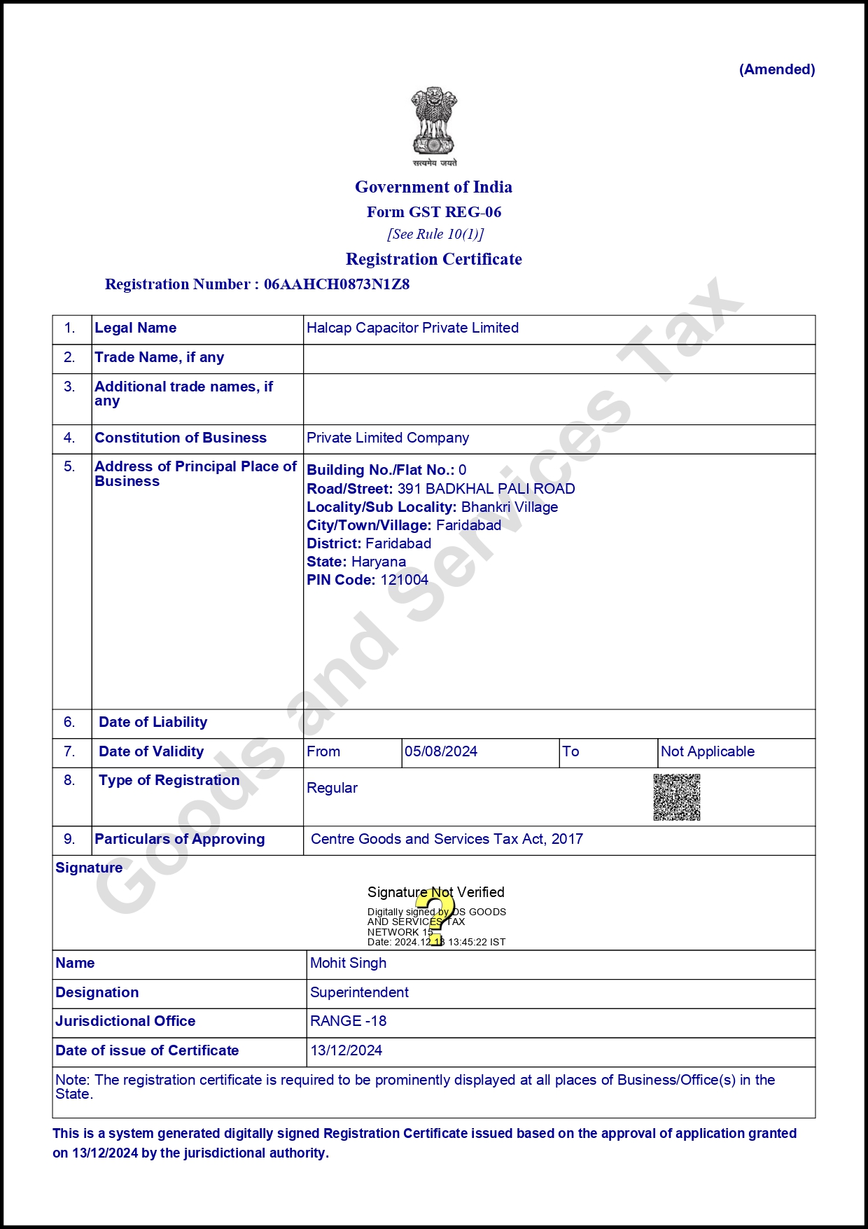 GST Certificate